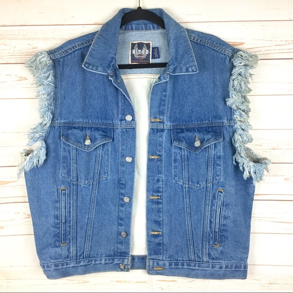 Harley Davidson AMERICAN FLAG Frayed Denim Vest SM - Picture 3 of 8